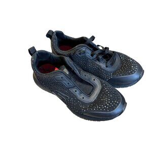 Skechers 8.5 Womens  Black Slip-On Athletic Shoes Rhinestone Detail Pull Tabs